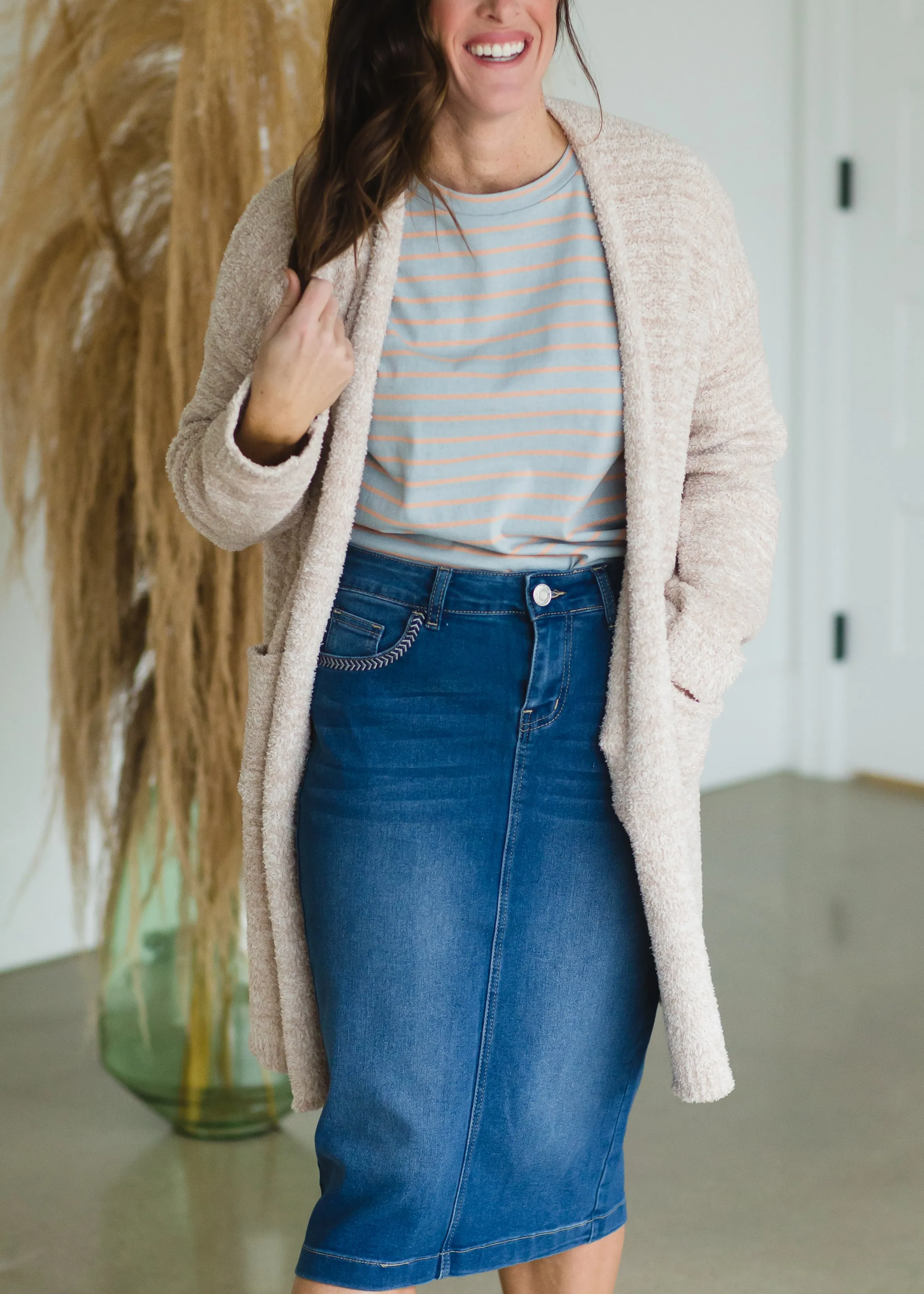 Gray + Orange Classic FINAL SALE Stripe Tee