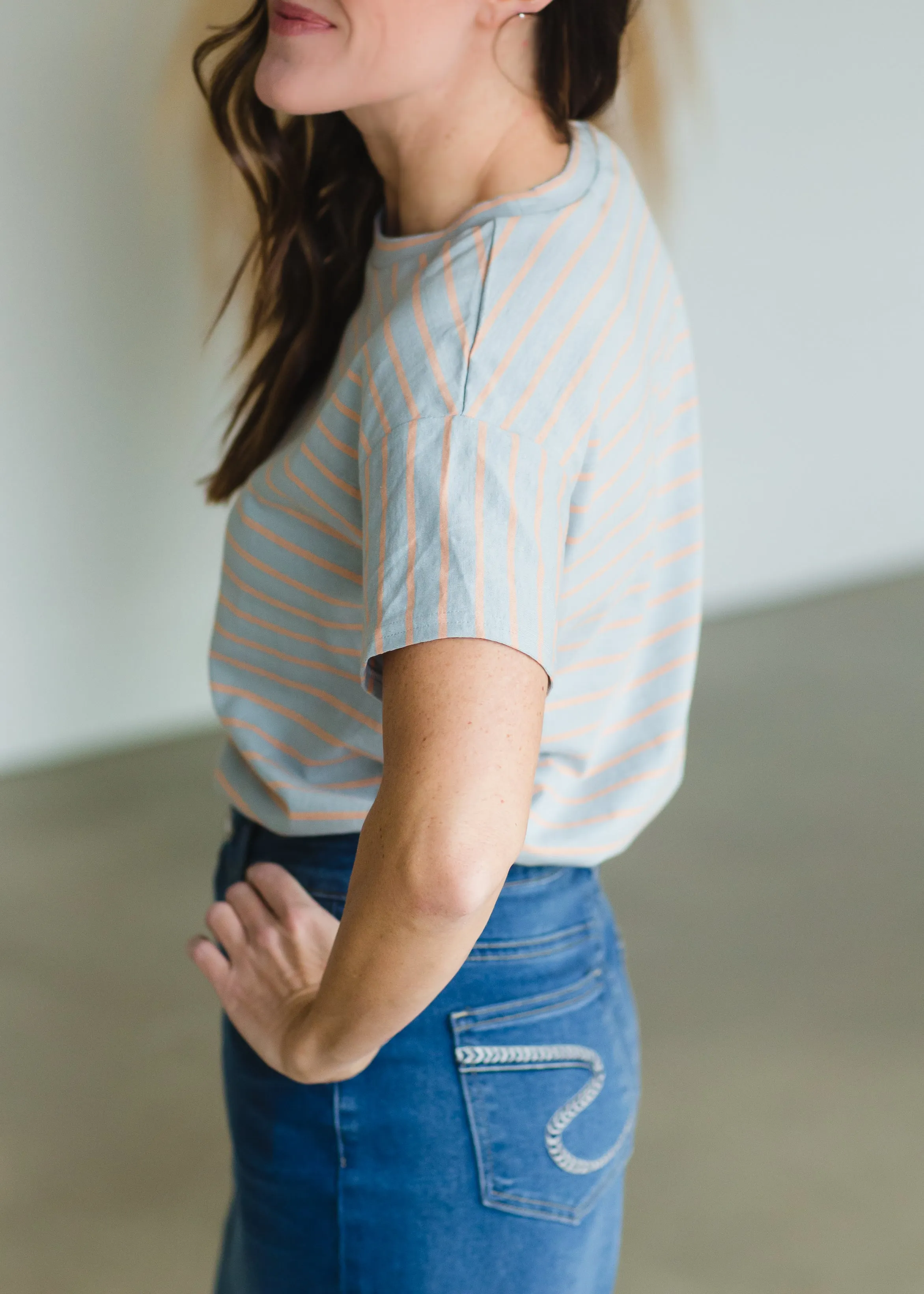 Gray + Orange Classic FINAL SALE Stripe Tee