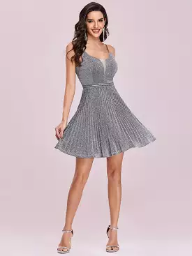 Gray Spaghetti Strap Short Graduation Dress 03120 - Shop Now