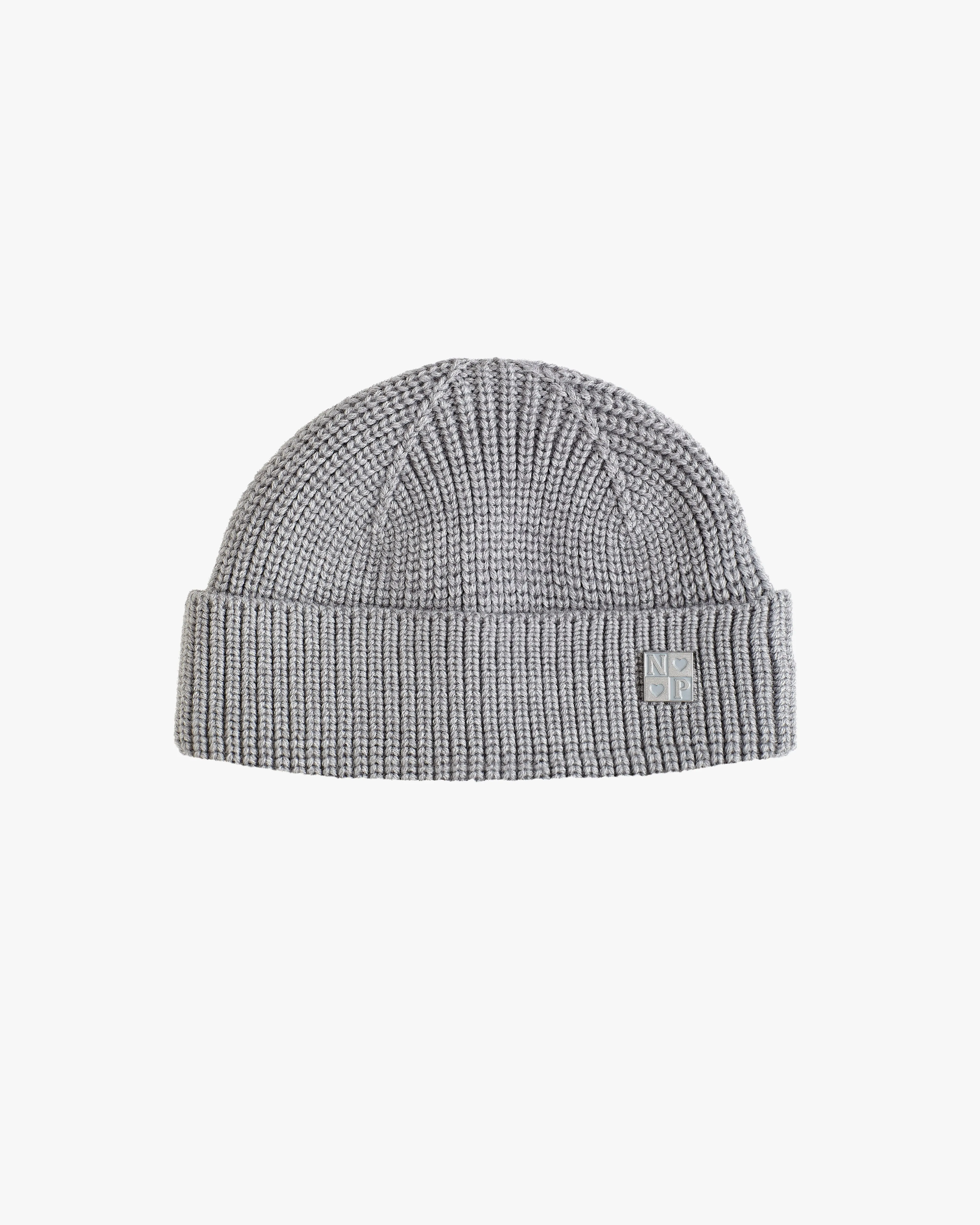 Grey Fisherman Beanie with Pin