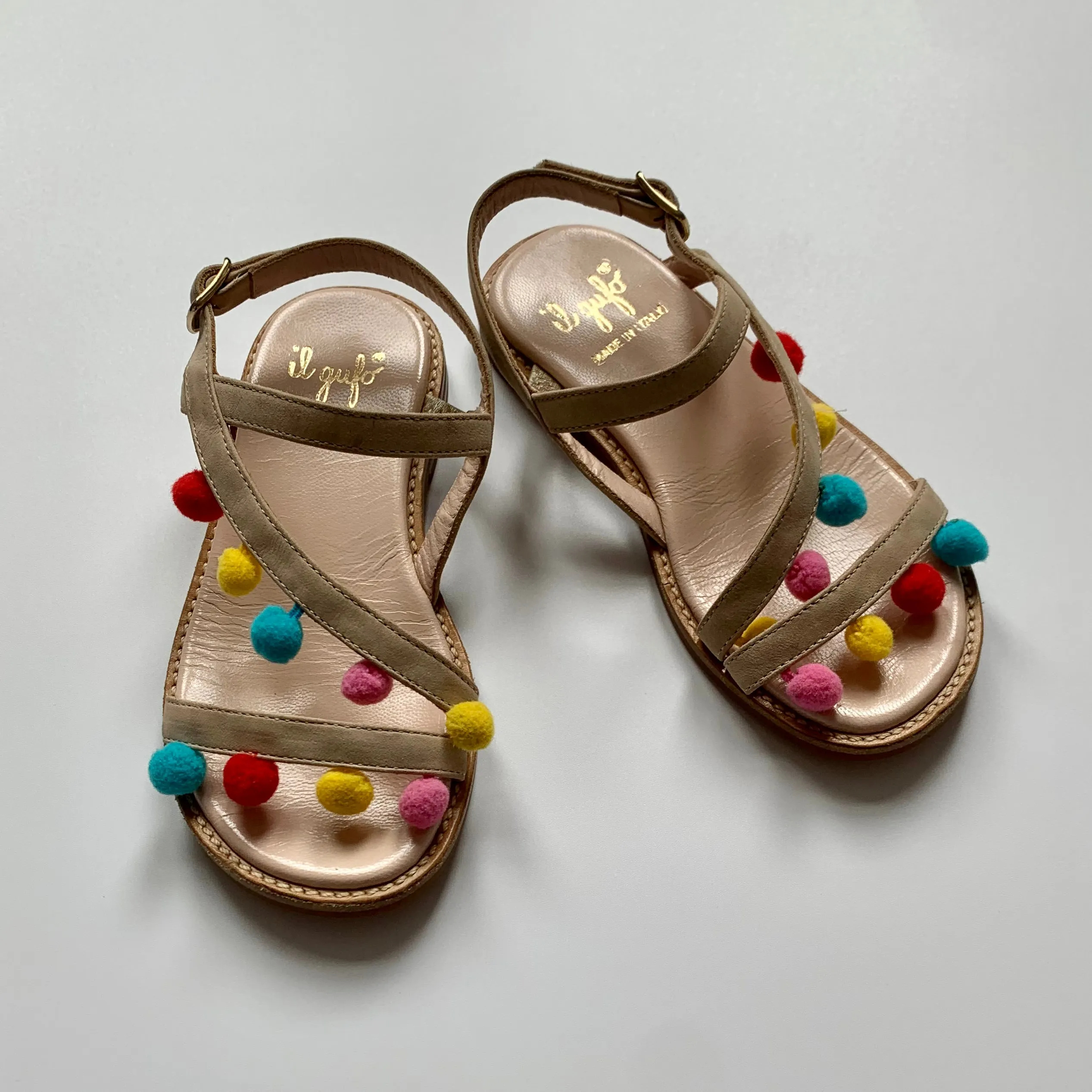 Gufo Pom Pom Sandals, Size 27.