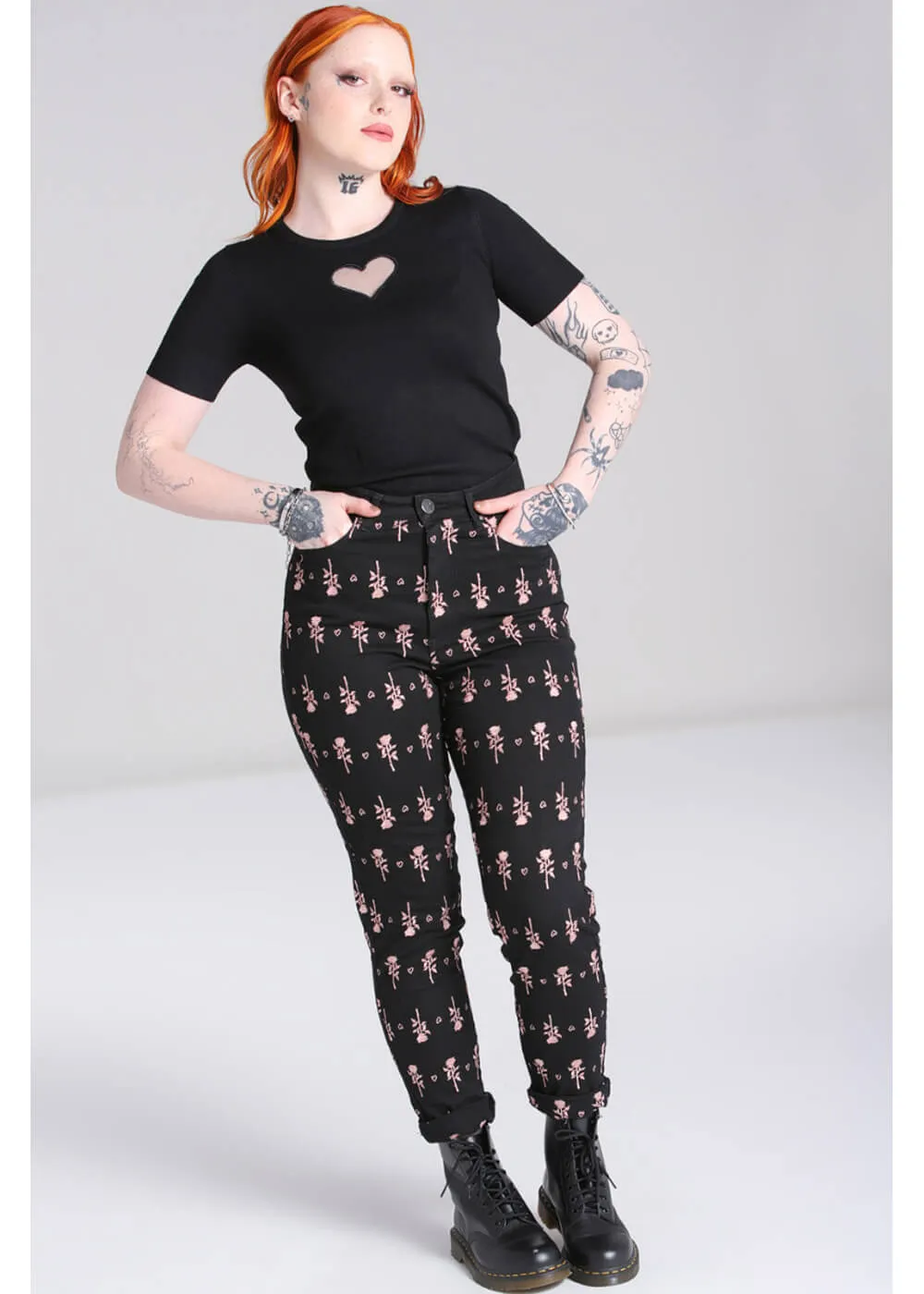 Hell Bunny The Lover Rose 80's Jeans Black most wanted