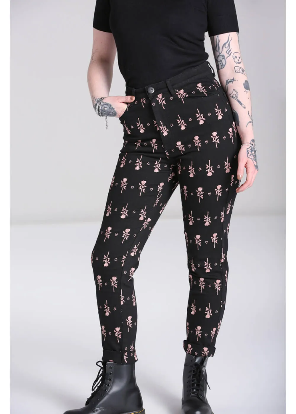 Hell Bunny The Lover Rose 80's Jeans Black most wanted