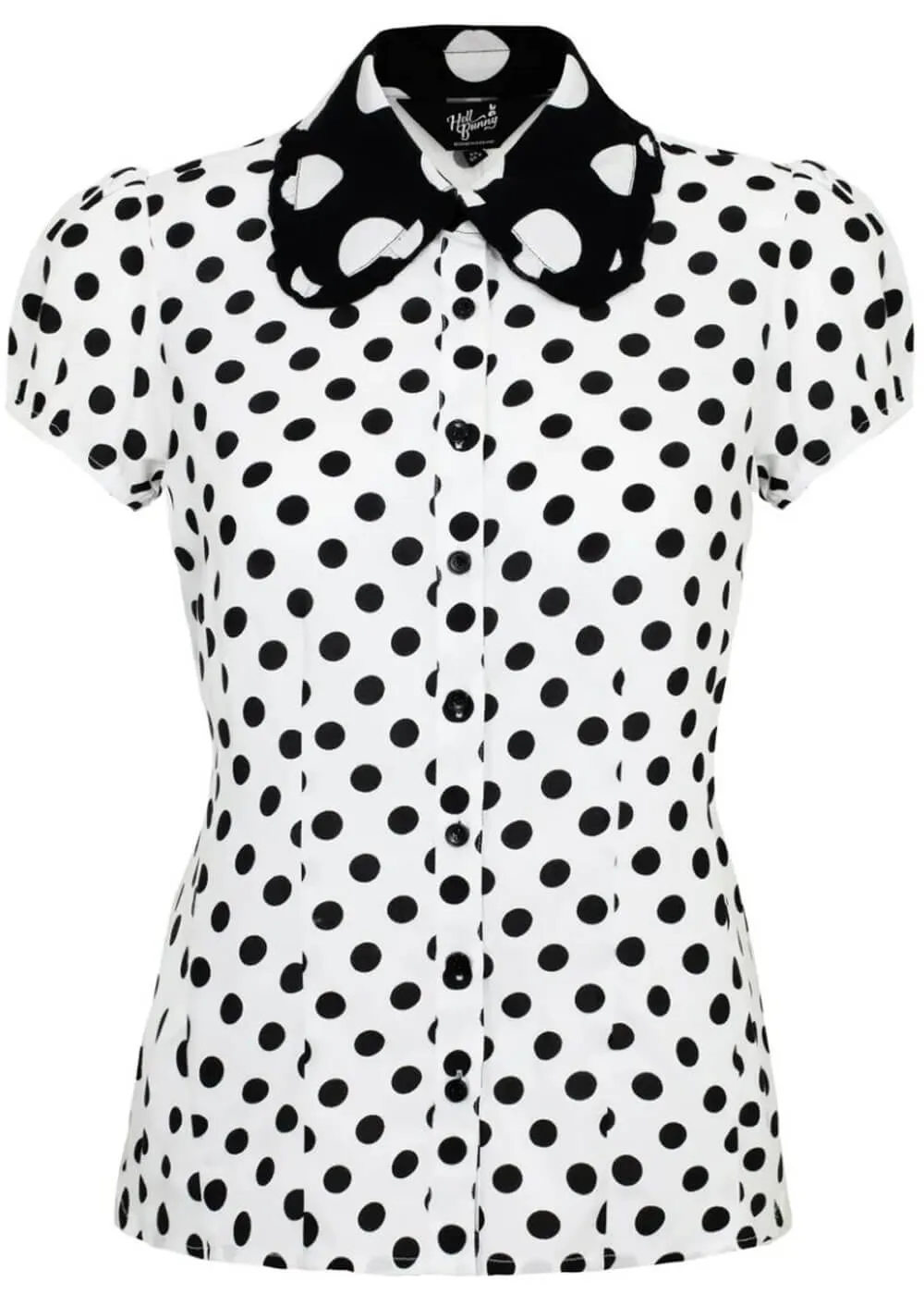 Hell Bunny Polkadot Blouse in White