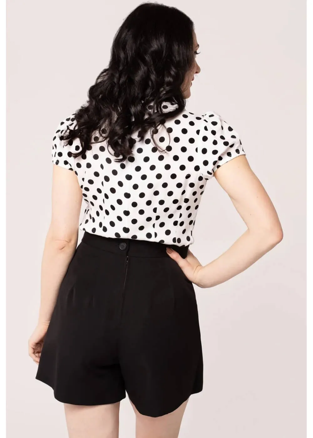 Hell Bunny Polkadot Blouse in White