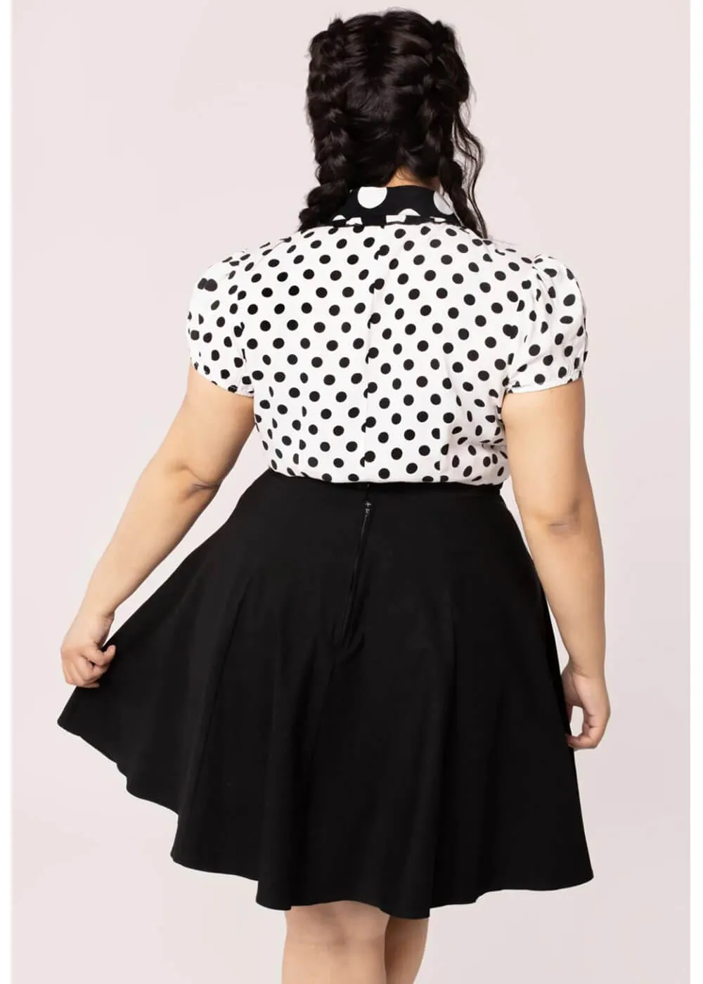 Hell Bunny Polkadot Blouse in White