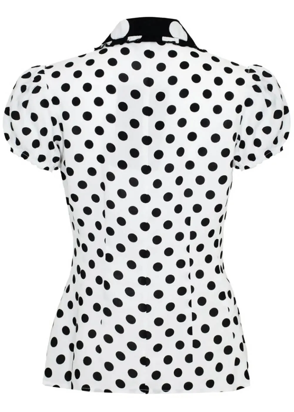 Hell Bunny Polkadot Blouse in White