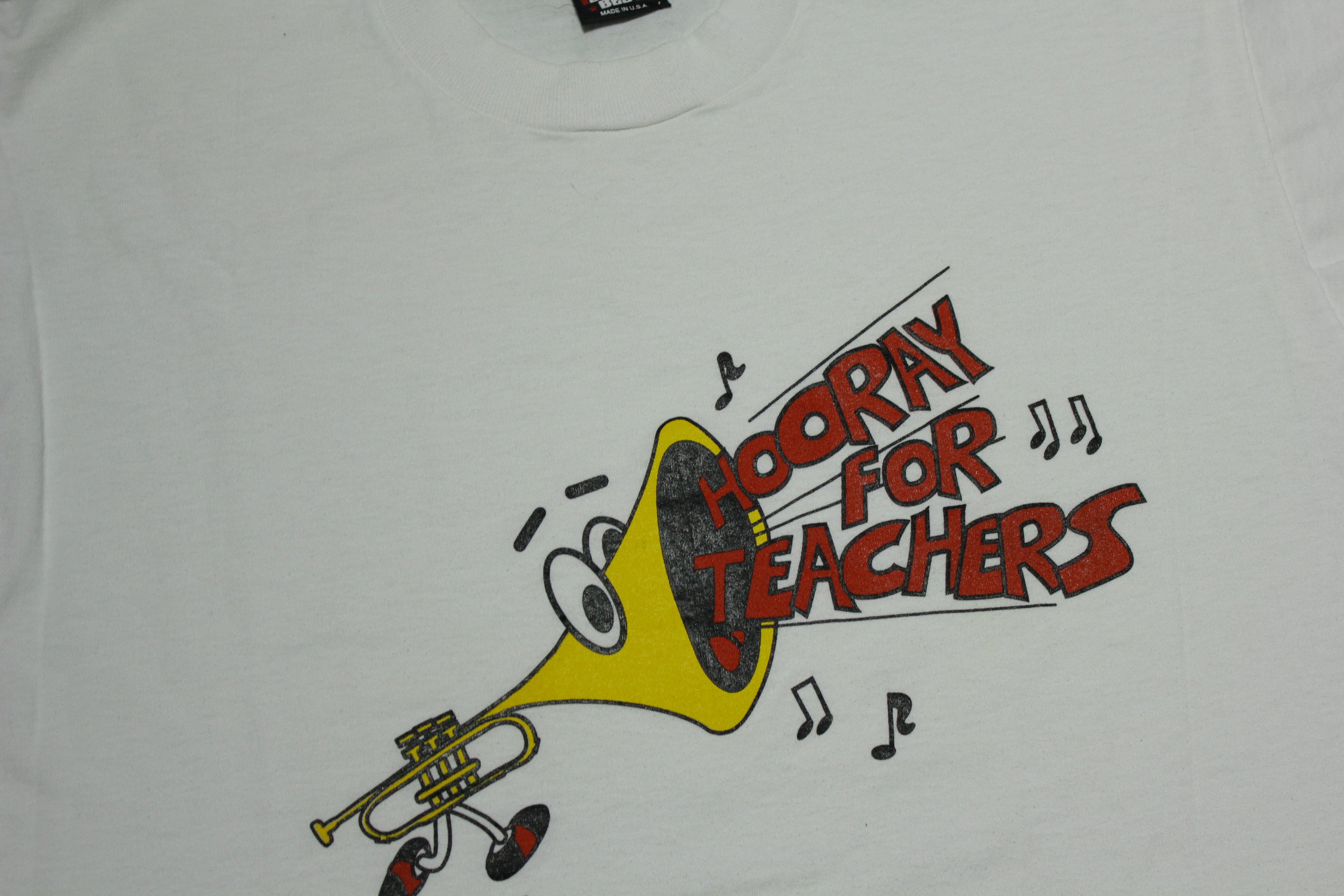 Hooray For Teachers Trumpet Vintage 90's T-Shirt - Single Stitch - Screen Stars USA