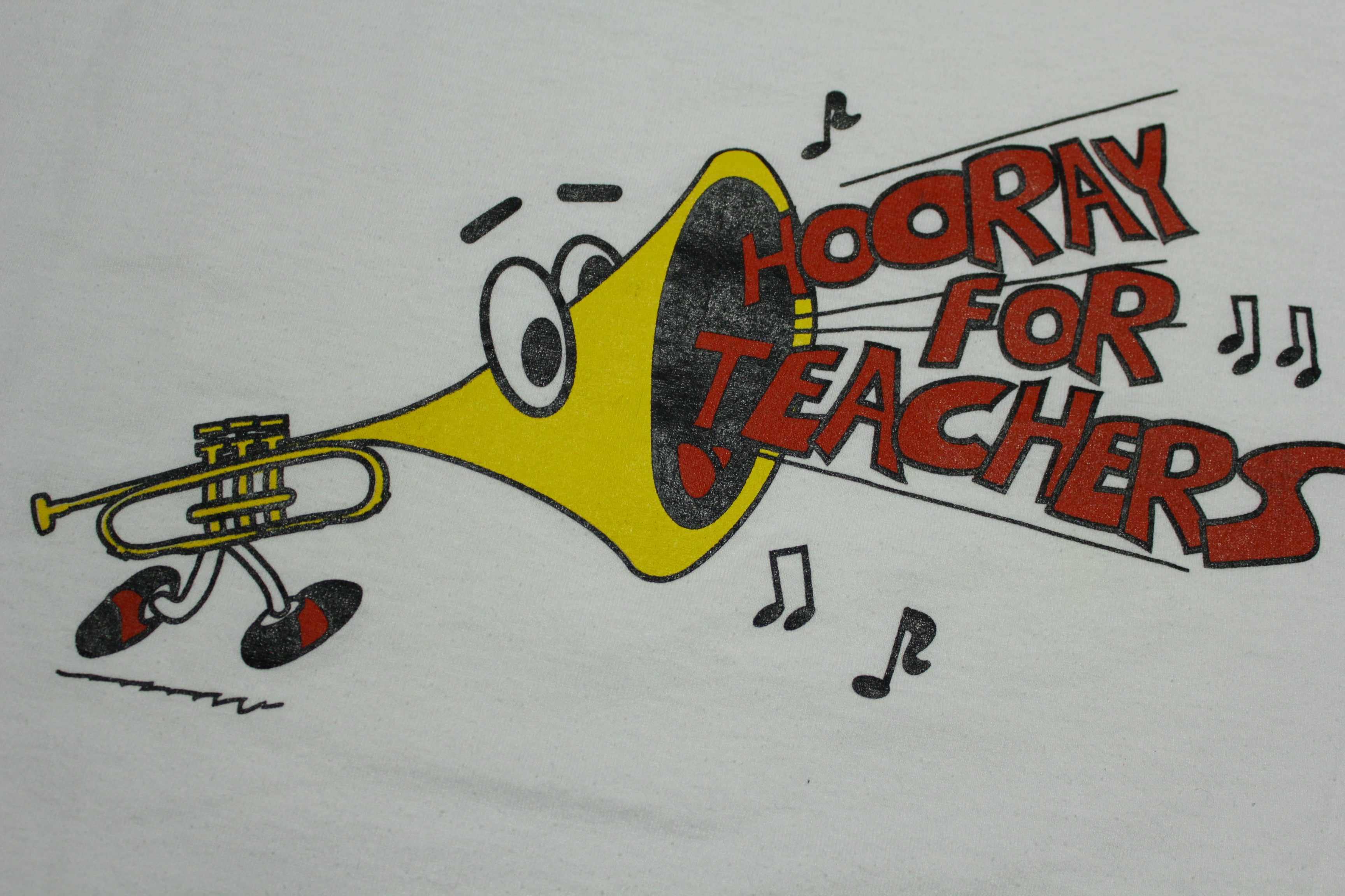 Hooray For Teachers Trumpet Vintage 90's T-Shirt - Single Stitch - Screen Stars USA