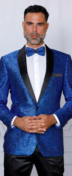 INSOMNIA MZS-226 Men's Slim Fit Royal Glitter Sport Coat