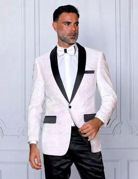 INSOMNIA MZS-226 White Fancy Glitter Sport Coat - Slim Fit | Buy Now