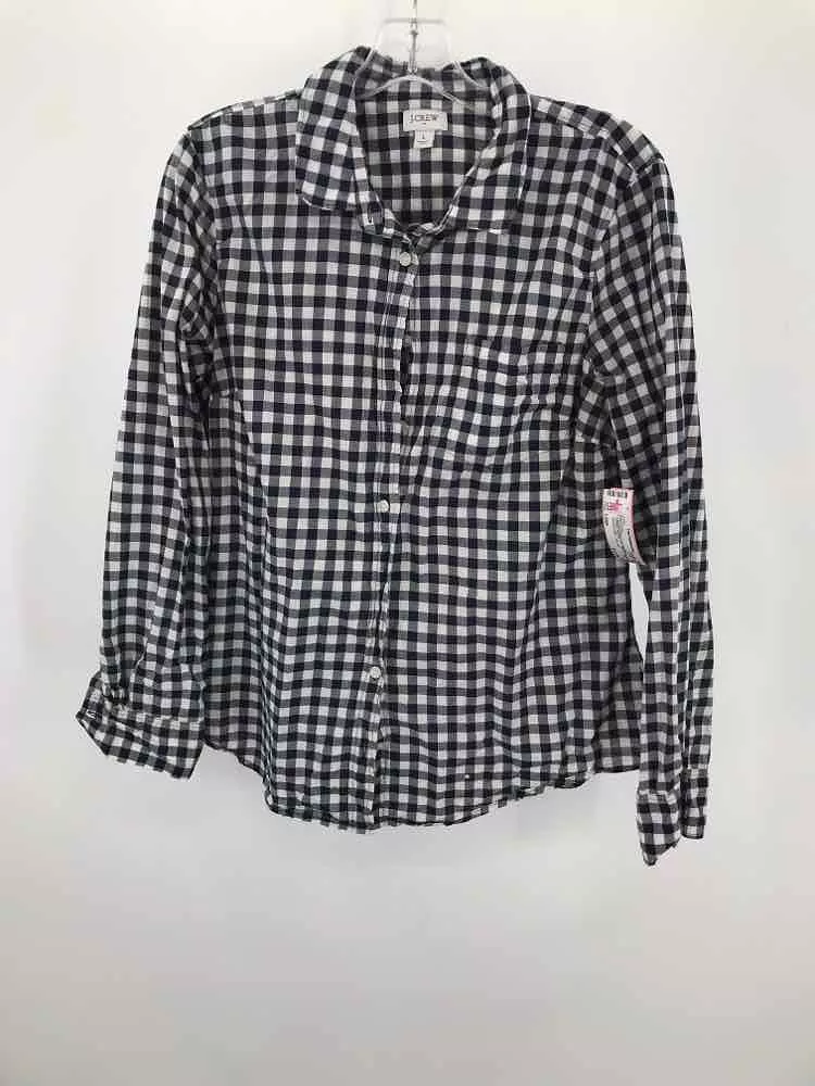 J Crew Navy Large Gingham Button Down - Pre-Owned