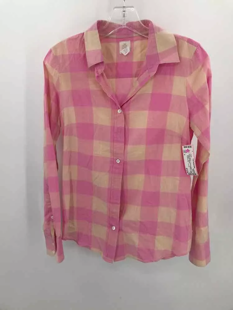 J Crew pink button down shirt - pre-owned, size 0.