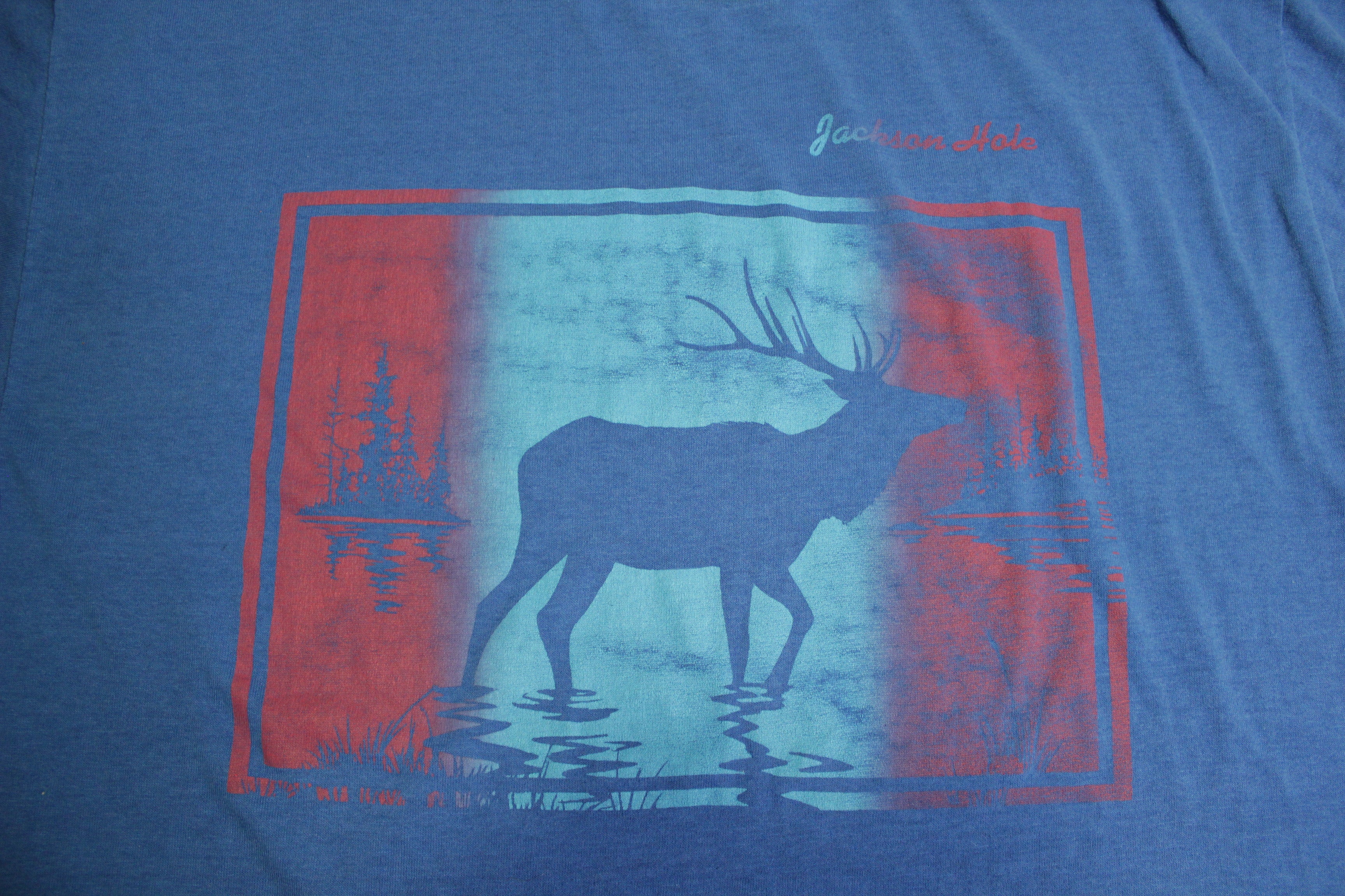 Jackson Hole Wyoming Elk Lake Vintage 80's T-Shirt