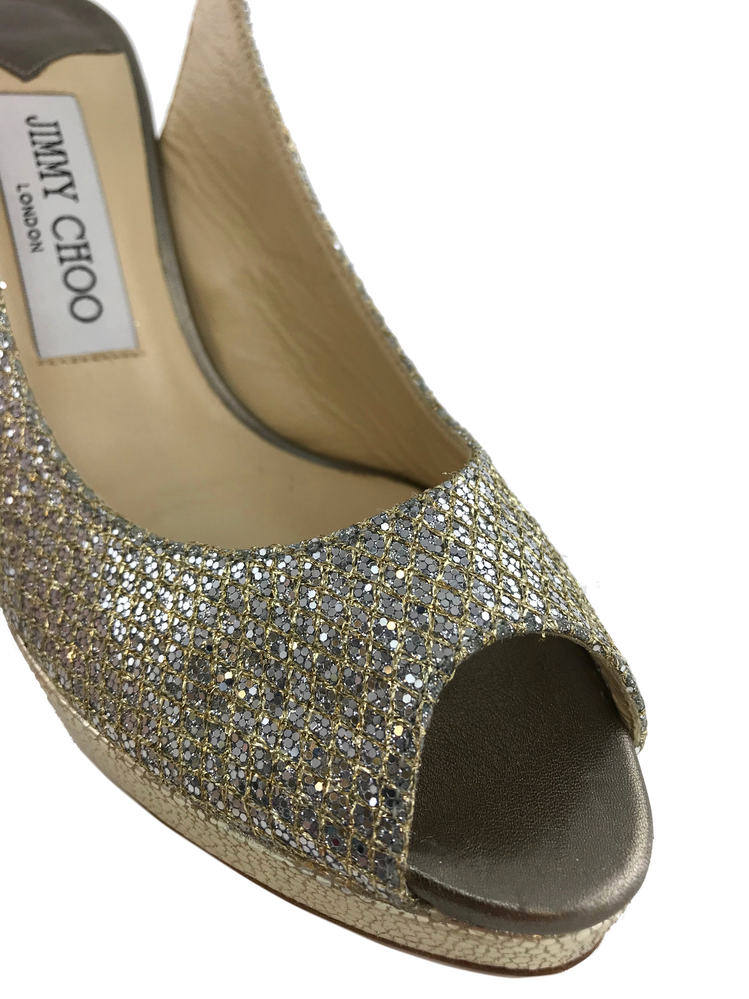 Jimmy Choo Nova Glitter Platform Slingback Sandal Size 6 - Google SEO result: Jimmy Choo Nova Glitter Platform Slingback Sandal,