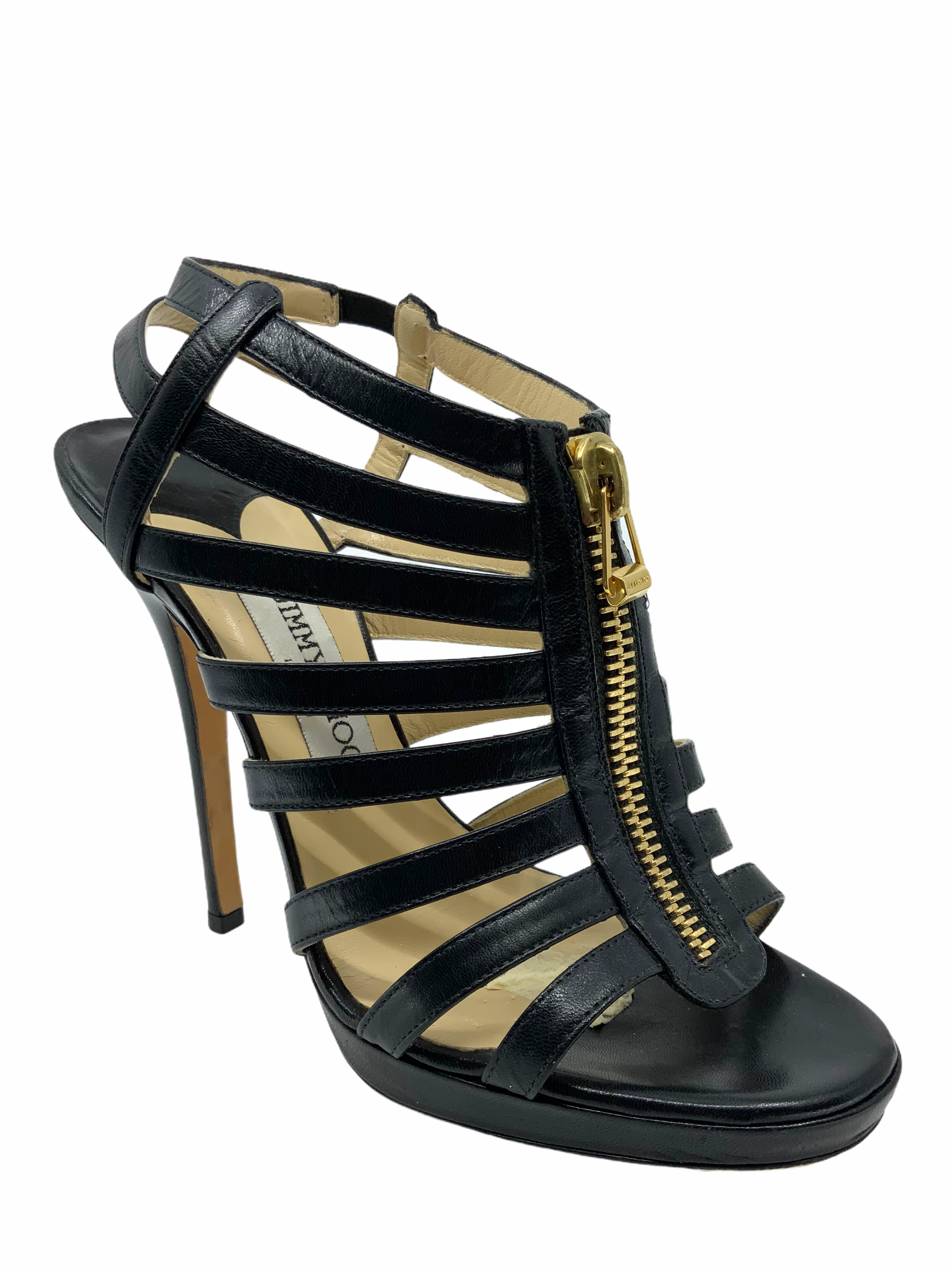 Jimmy Choo sandals 8 size, leather caged heels