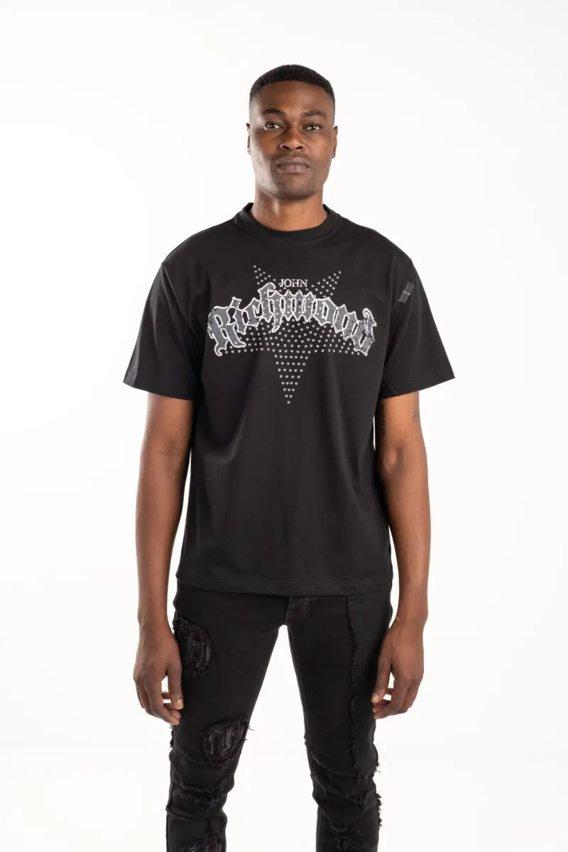 John Richmond black t-shirt with Hanso print - RMA23083Tsit.