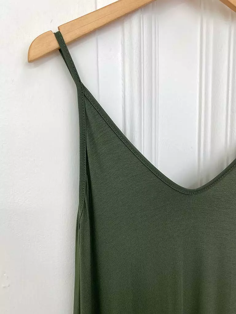 Khaki Maxi Dress Spaghetti Strap