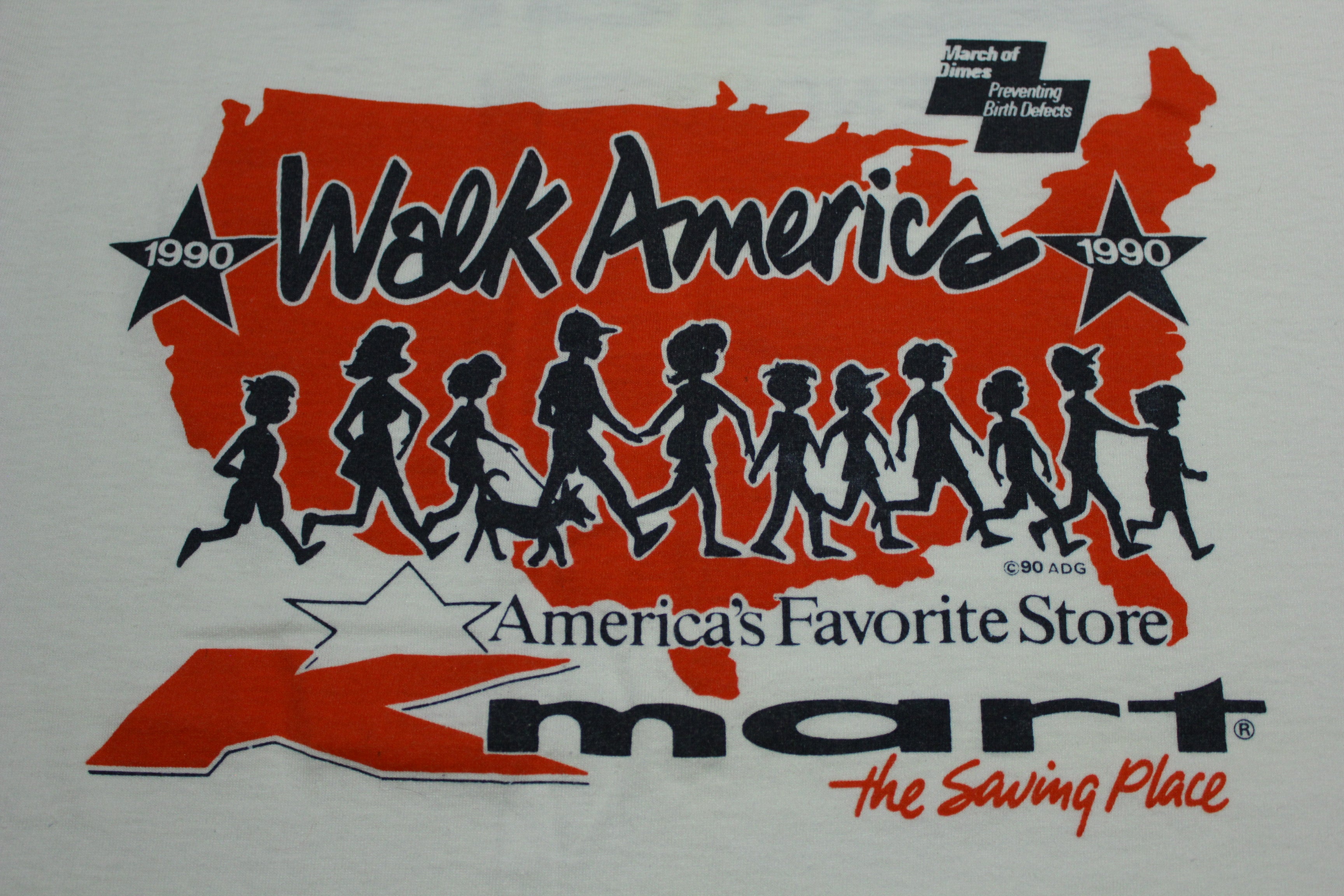 Kmart 1990 Vintage Walk America March of Dimes Screen Stars T-Shirt