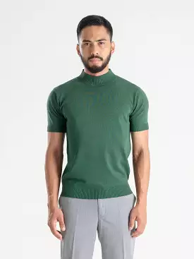 Knit Top Ribbed Collar - Emerald Green