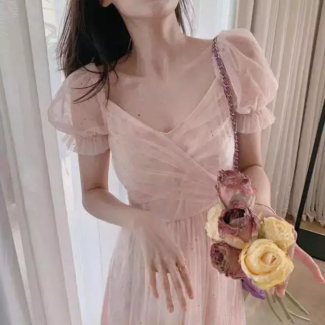 Lace Chiffon Fairy Dress - Puff Sleeve Cute Summer Dress MK16912