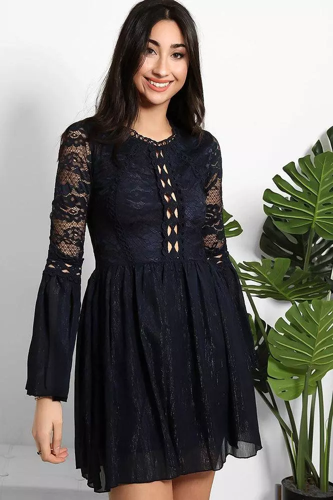 Lace Shimmer Chiffon Dress