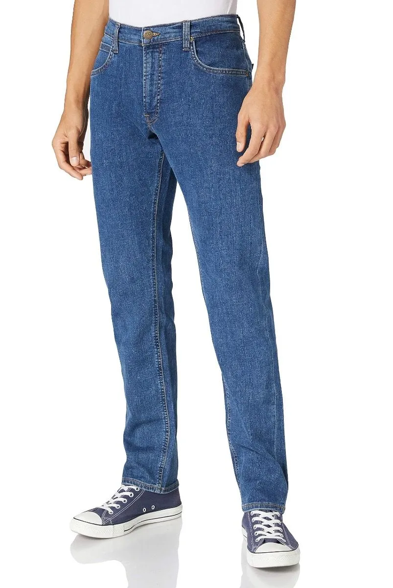 Mid Stone Wash Lee Daren Regular Straight Zip Denim Jeans