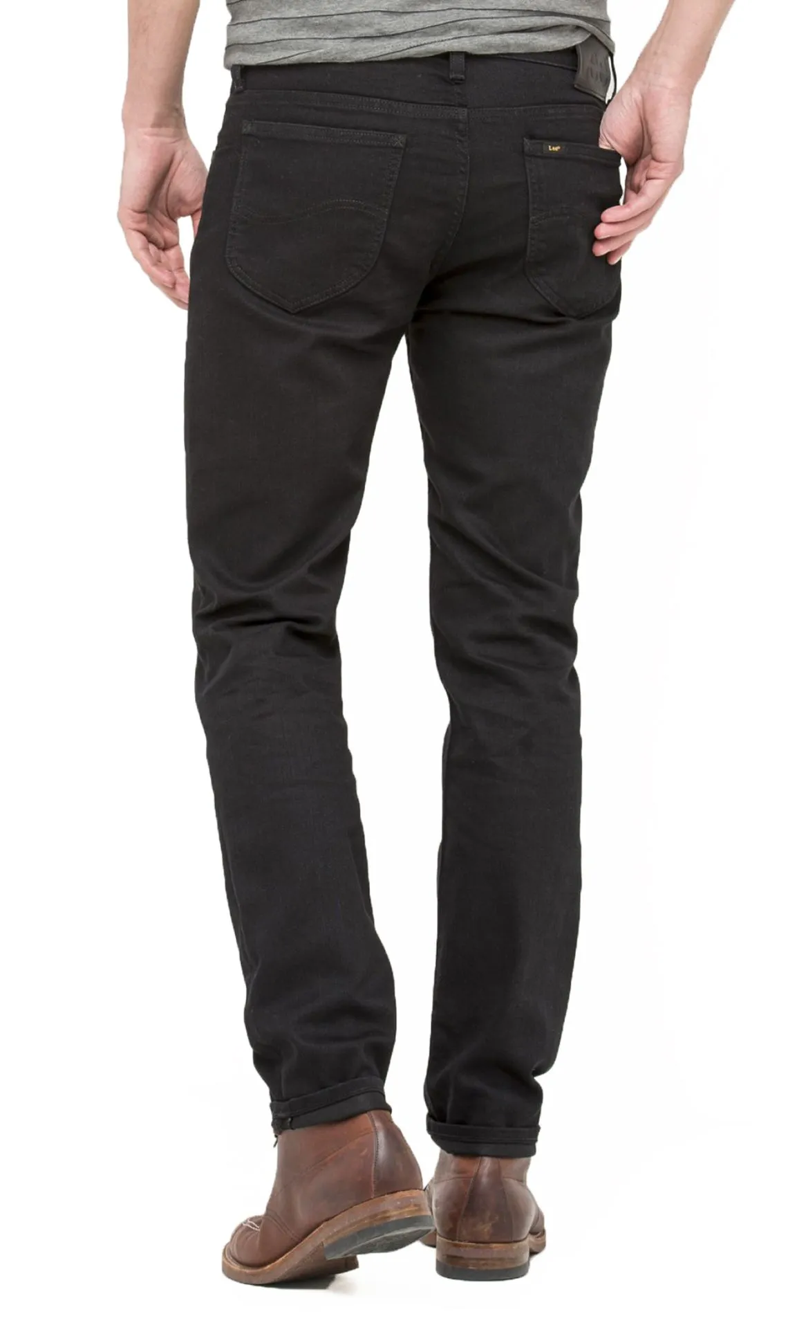 Black Rinse Denim Jeans - Lee Rider Regular Slim Fit