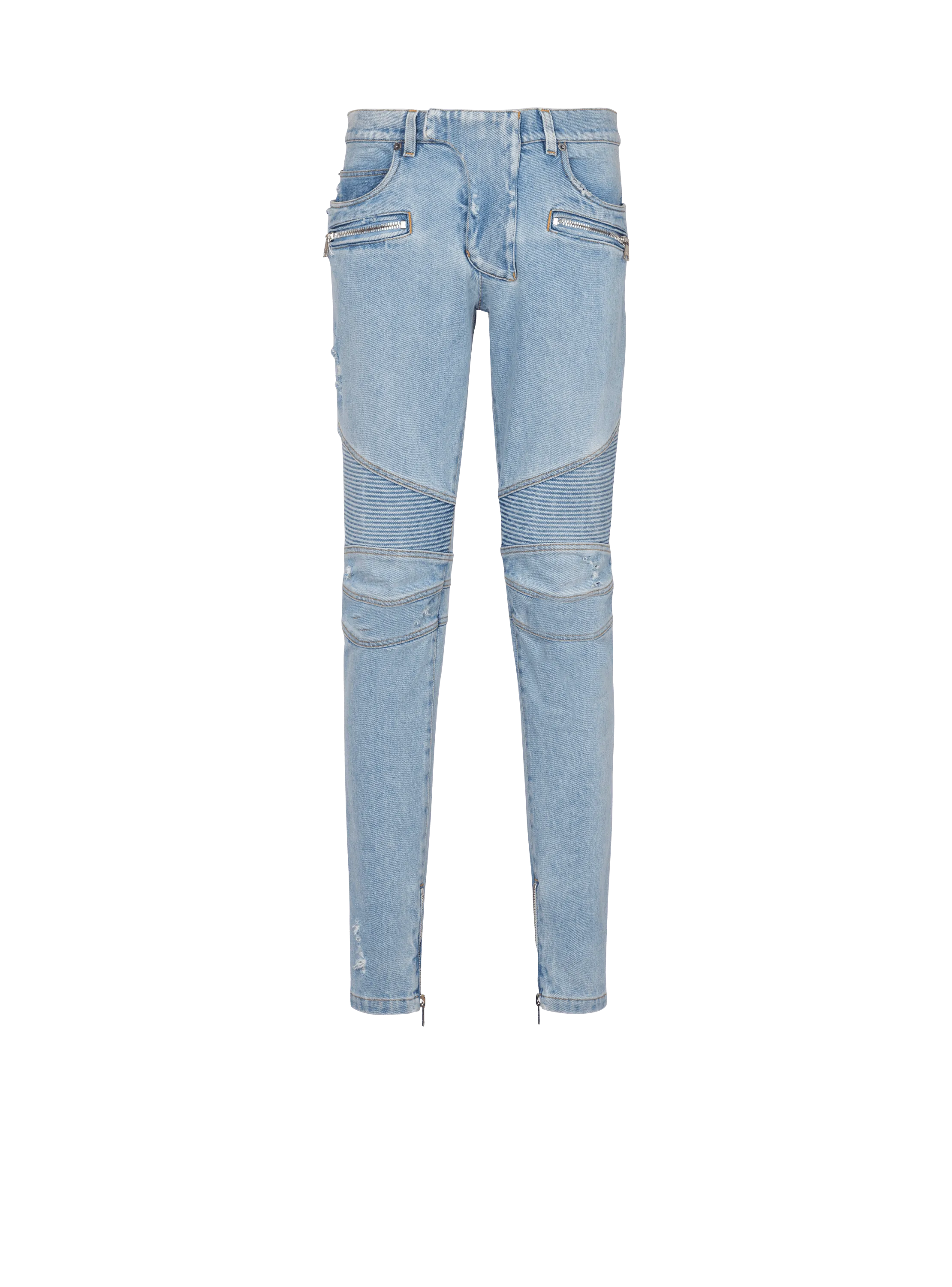 Light Blue Denim Moto Jeans