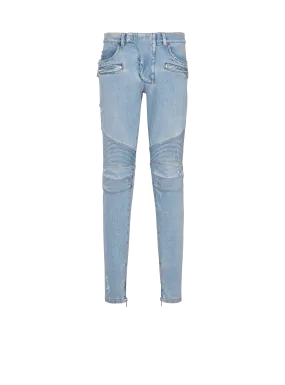 Light Blue Denim Moto Jeans