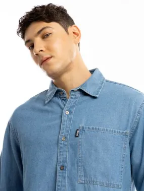 Light Blue Denim Shirt with Contrast Stitch for Men Online in India -Beyoung