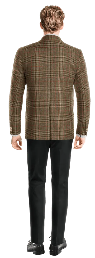 Limited edition 3-button brown tweed Prince of Wales blazer