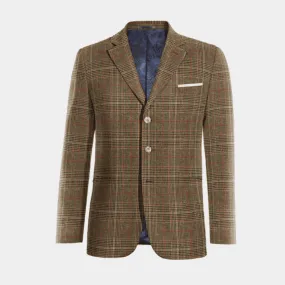 Limited edition 3-button brown tweed Prince of Wales blazer