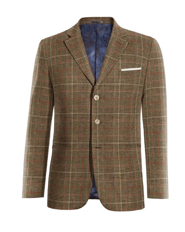 Limited edition 3-button brown tweed Prince of Wales blazer