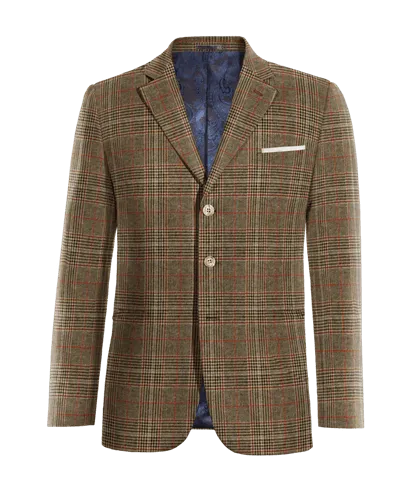 Limited edition 3-button brown tweed Prince of Wales blazer