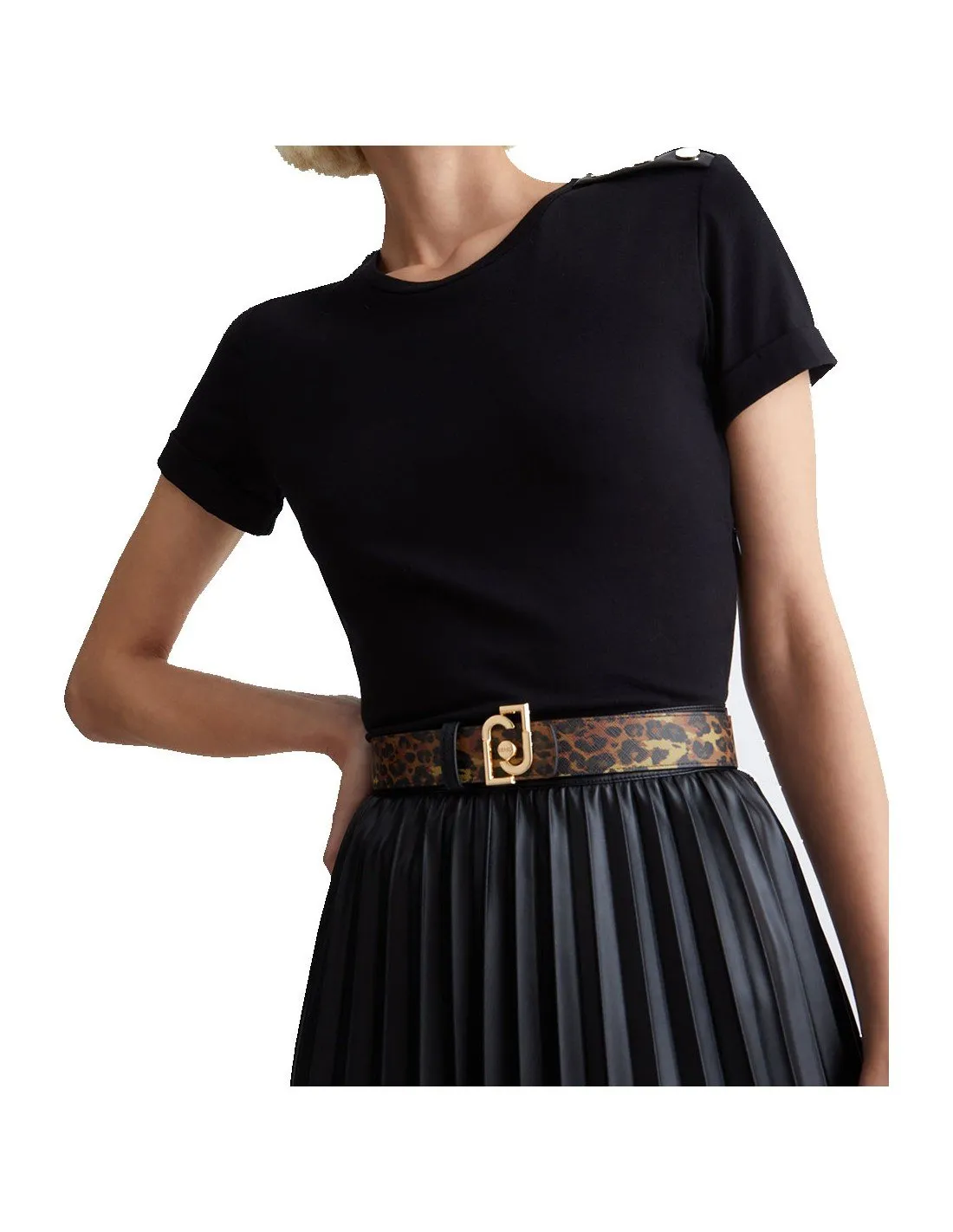 Liu Jo women's AF3394E0086 black animal print belt