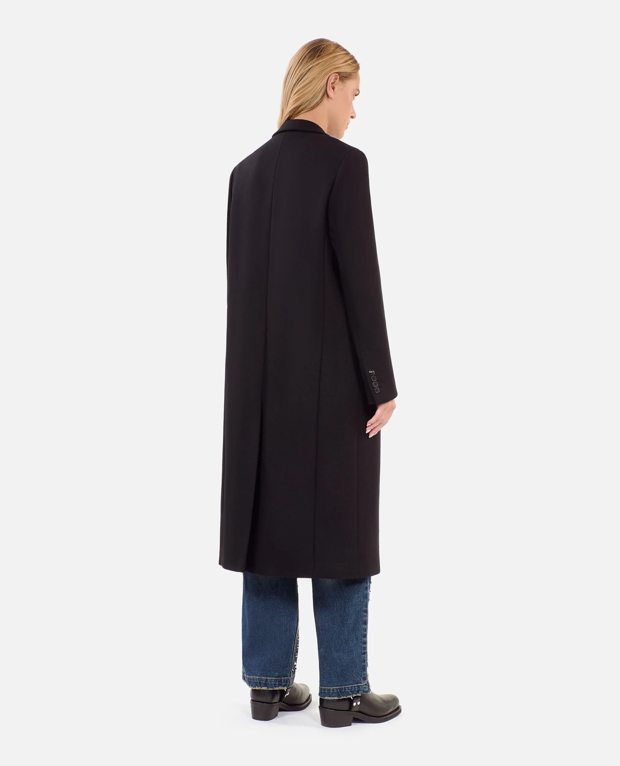 Black wool blend long coat