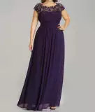 Long Chiffon Lace Gown Size 6 Style 1009993