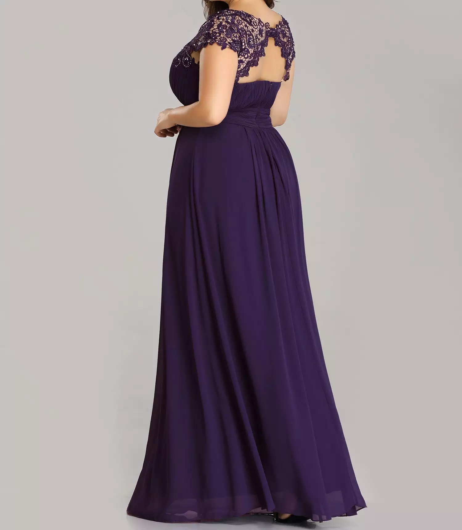 Long Chiffon Lace Gown Size 6 Style 1009993