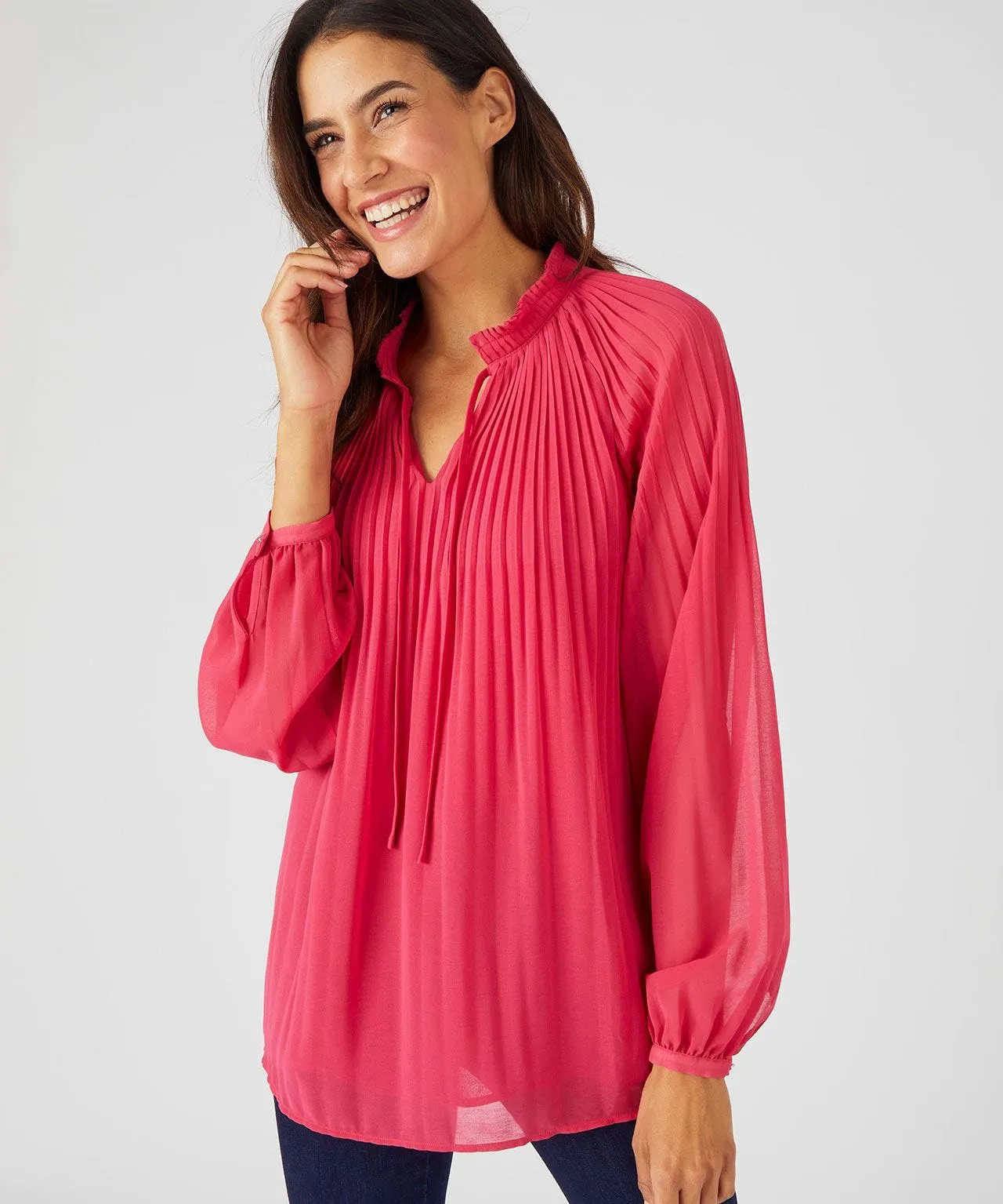 Long Sleeve Pleated Blouse Women's Fashion