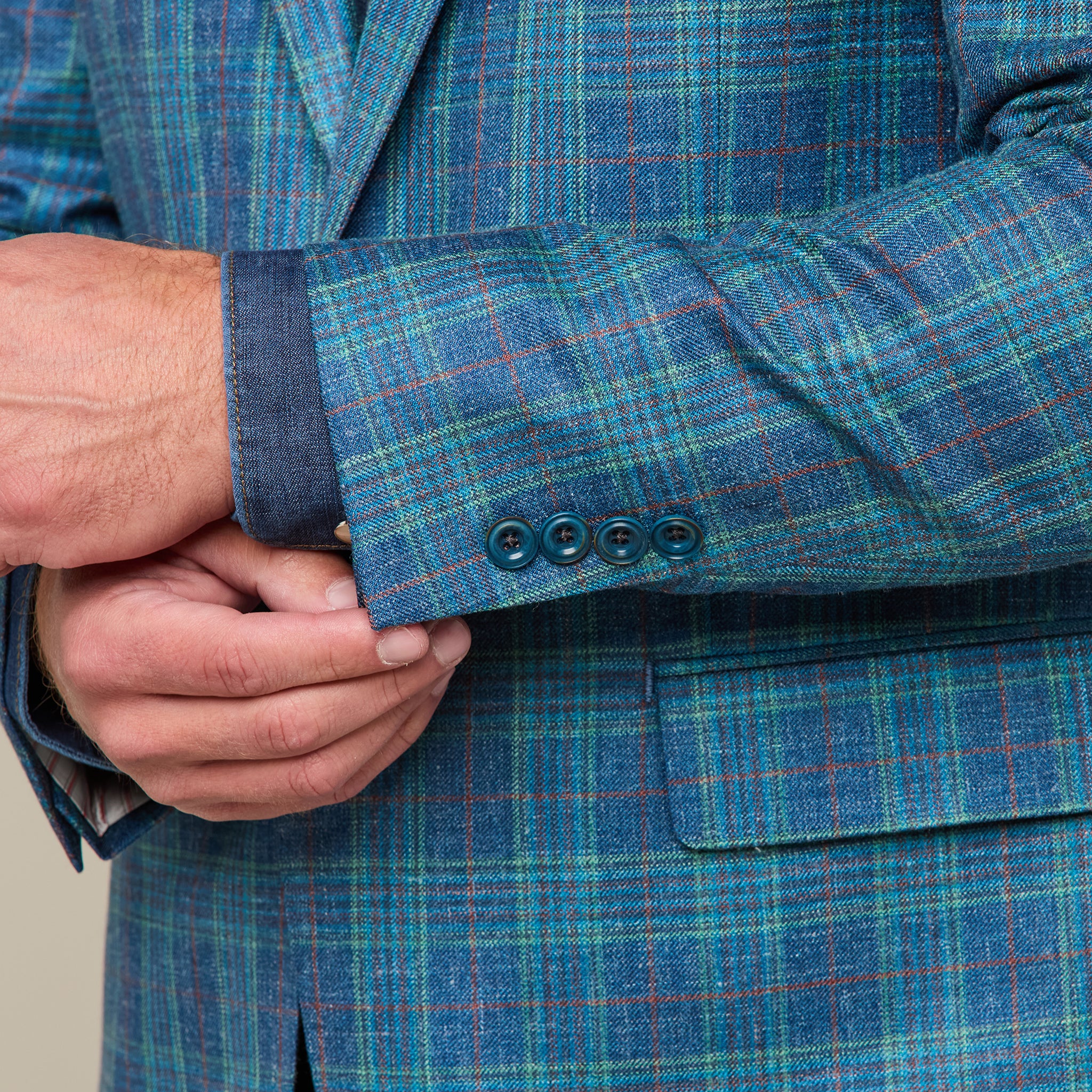 Lucchese Sport Coat - Blue Green Red Plaid