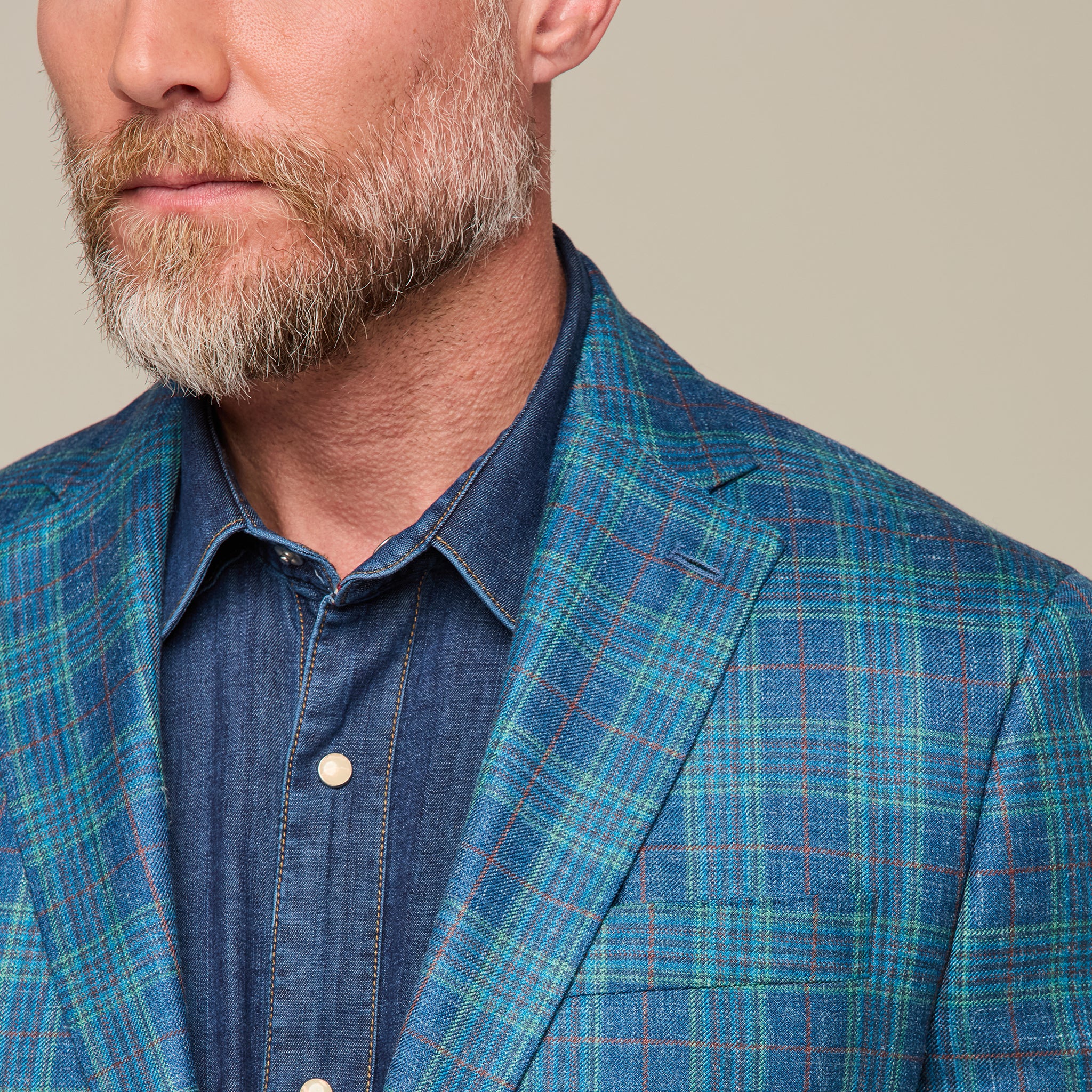 Lucchese Sport Coat - Blue Green Red Plaid