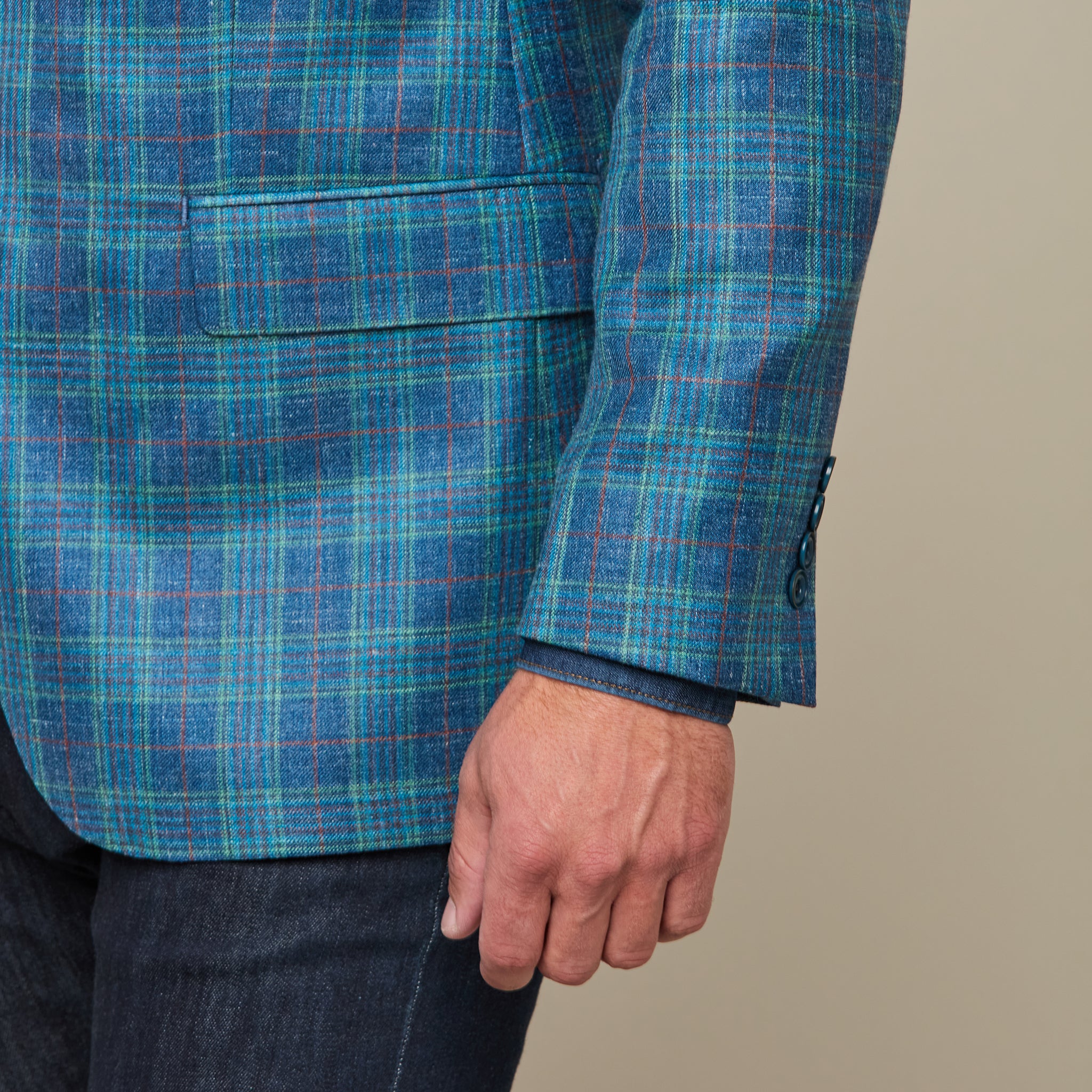 Lucchese Sport Coat - Blue Green Red Plaid