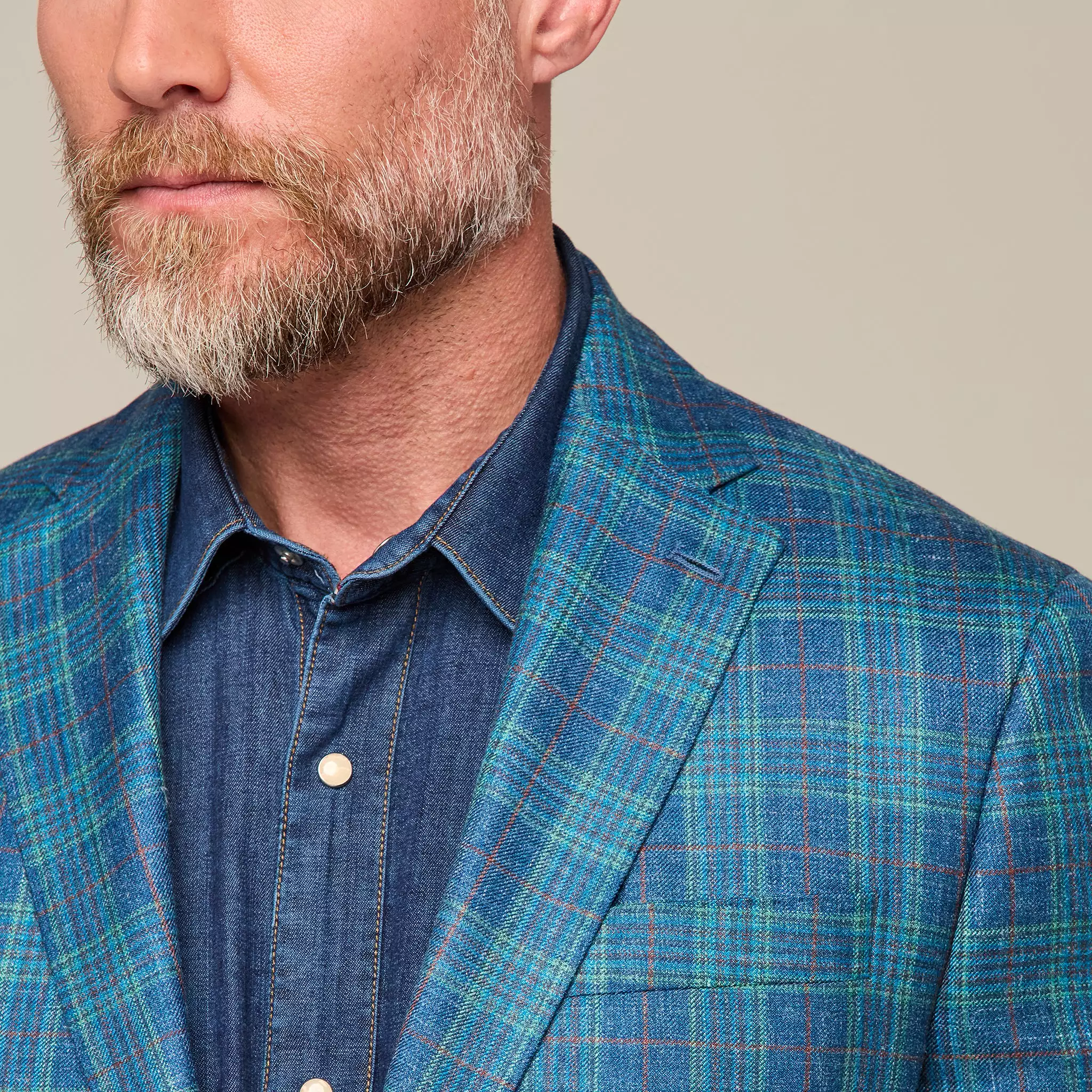 Lucchese Sport Coat: Blue Green Red Plaid