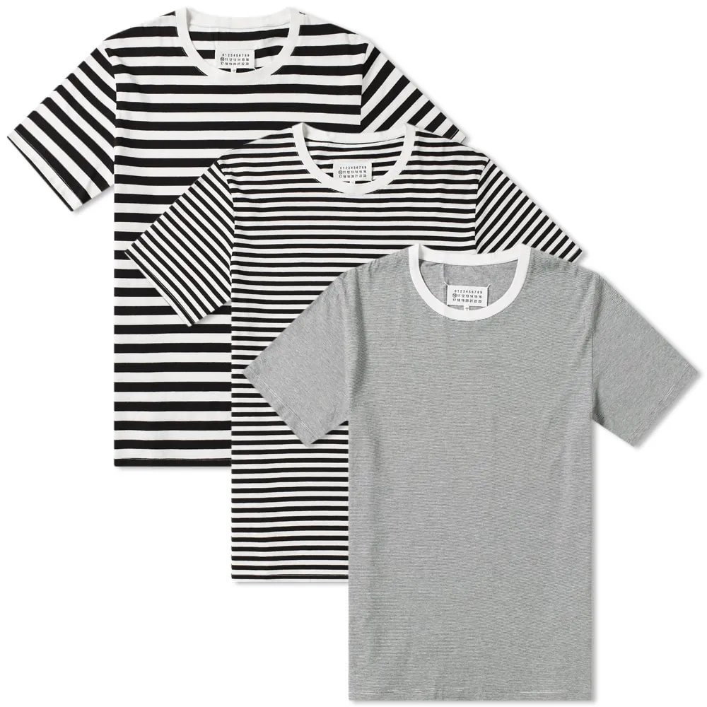 Maison Margiela 10 Classic Stripe Tee - 3 Pack White & Black