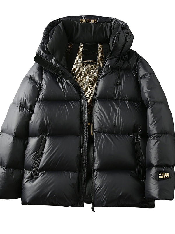 Mens Real Goose Down Jacket - 90% Down - Warm Hooded Short Coat - Shop Now