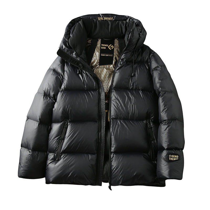 Mens Real Goose Down Jacket - 90% Down - Warm Hooded Short Coat - Shop Now