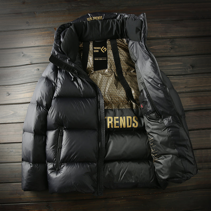 Mens Real Goose Down Jacket - 90% Down - Warm Hooded Short Coat - Shop Now