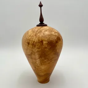 Meyer Wood Studio Carved Wooden Urn Hollow Form Walnut Finial Cap Ash Burl #7-24