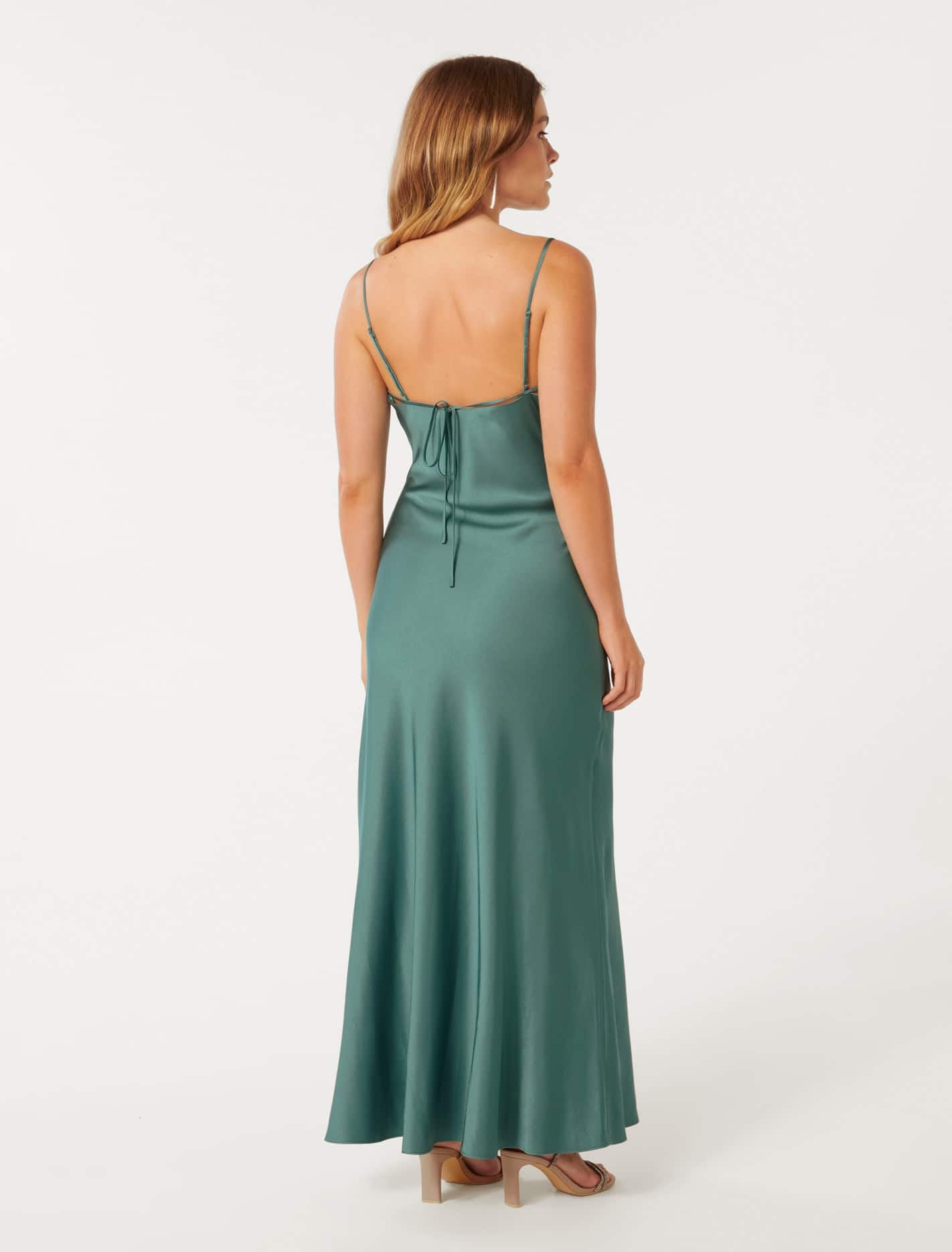 Mia Petite Satin Boat Neck Maxi Dress